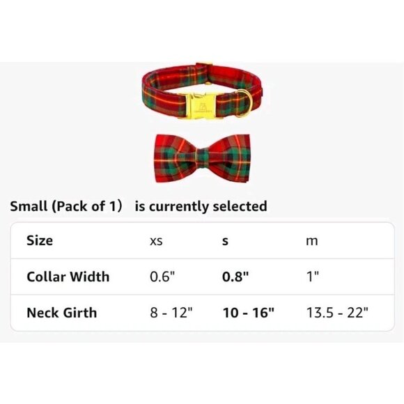 Lionheart glory Christmas Plaid Dog Collar, Dog Bow Collar Adjustable Small - Picture 7 of 10